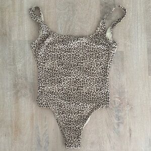 Thrills Beige and Brown leopard Print Swimwear